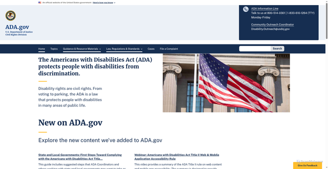 Security scan screenshot of https://www.ada.gov/