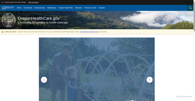 Security scan screenshot of https://healthcare.oregon.gov/Pages/index.aspx