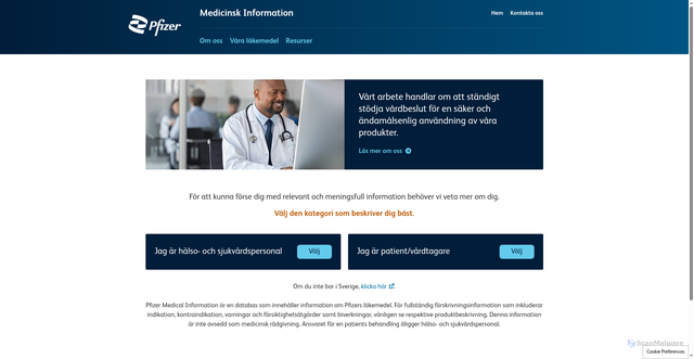 Security scan screenshot of https://pfizermedicalinformation.se