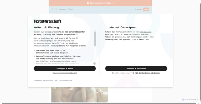 Security scan screenshot of https://textilwirtschaft.de