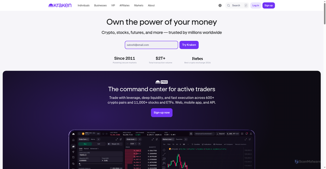 Security scan screenshot of https://www.kraken.com/