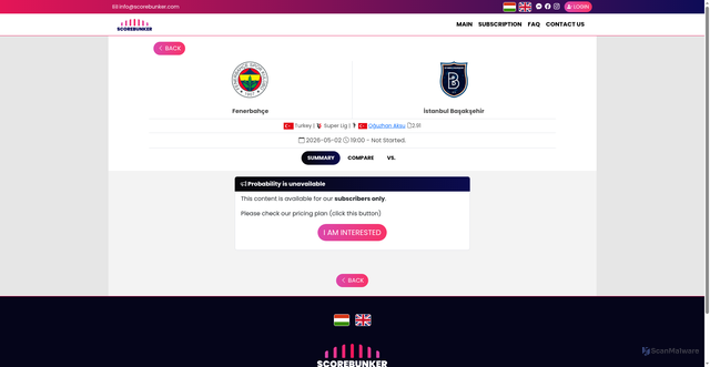 Security scan screenshot of https://scorebunker.com/EN/event/19443212