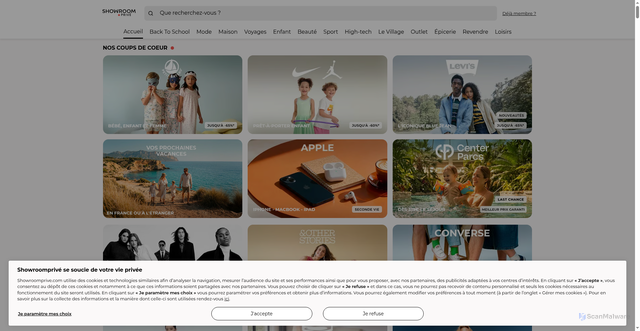 Security scan screenshot of https://showroomprive.com