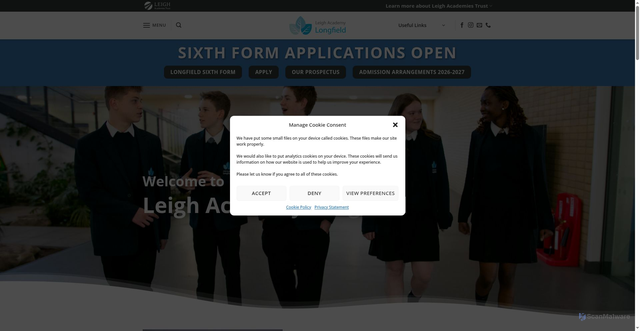 Security scan screenshot of https://leighacademylongfield.org.uk/