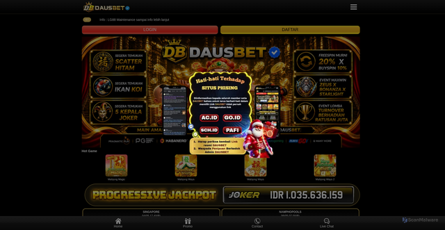 Security scan screenshot of https://dausbetkuberani1.click/mobile/home