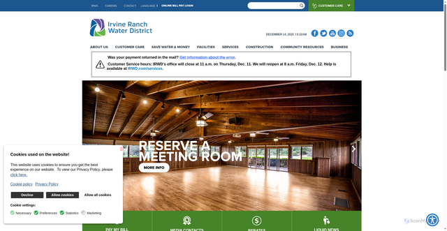 Security scan screenshot of https://www.irwd.com