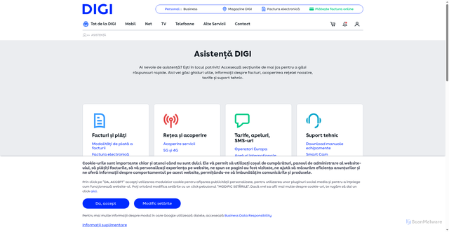 Security scan screenshot of http://www.digi.ro/asistenta