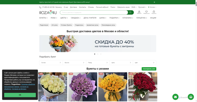 Security scan screenshot of https://www.roza4u.ru