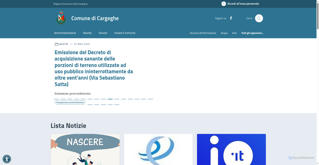 Security scan screenshot of https://www.comune.cargeghe.ss.it