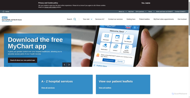 Security scan screenshot of https://www.esneft.nhs.uk/