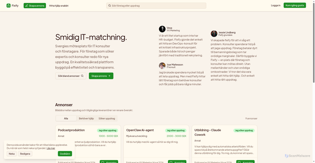 Security scan screenshot of https://fixify.se