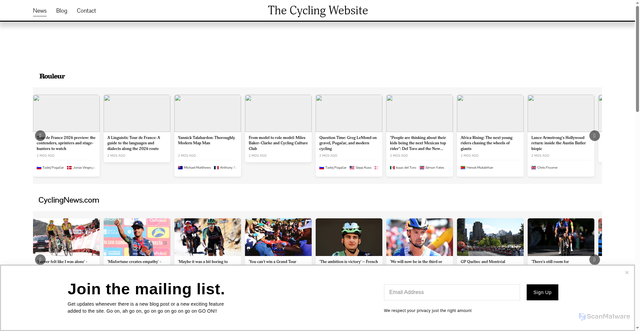 Security scan screenshot of https://www.thecyclingwebsite.com/