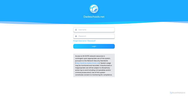 Security scan screenshot of https://graph.dadeschools.net/Account/Login