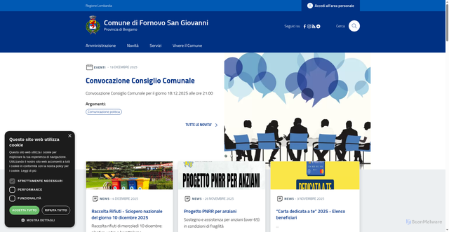 Security scan screenshot of https://www.comune.fornovosangiovanni.bg.it/