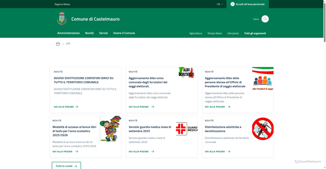 Security scan screenshot of https://comune.castelmauro.cb.it/