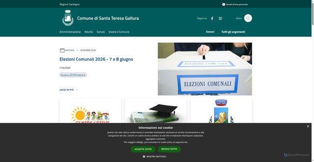 Security scan screenshot of https://www.comunesantateresagallura.it