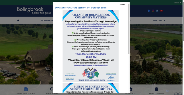 Security scan screenshot of https://www.bolingbrook.gov/
