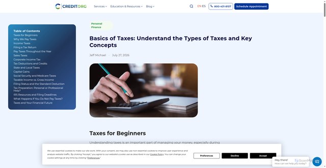 Security scan screenshot of https://credit.org/financial-blogs/basics-of-taxes