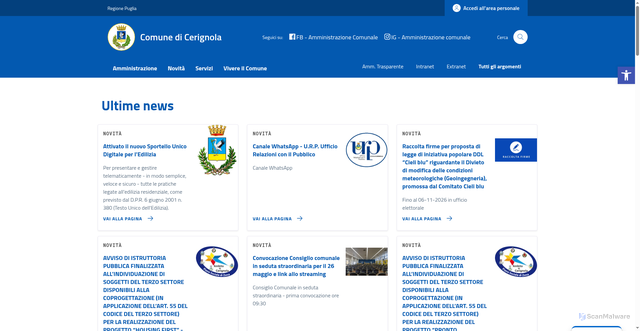 Security scan screenshot of https://www.comune.cerignola.fg.it