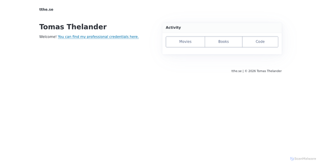 Security scan screenshot of https://tomasthelander.se