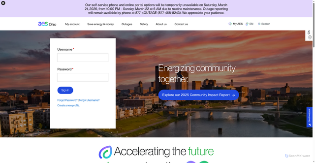 Security scan screenshot of https://aes-ohio.com