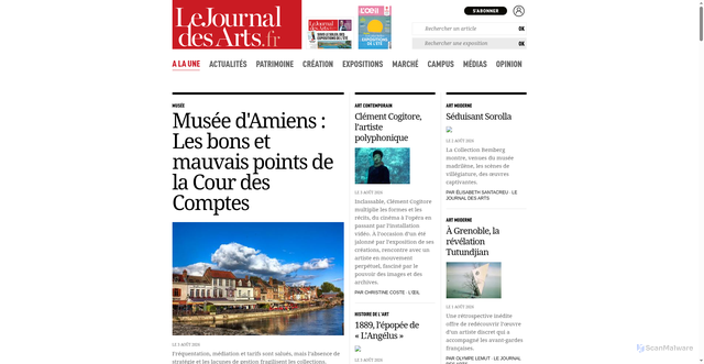 Security scan screenshot of https://www.lejournaldesarts.fr