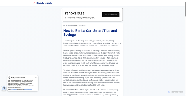 Security scan screenshot of https://rent-cars.se