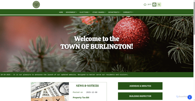 Security scan screenshot of https://townofburlingtonwi.gov/