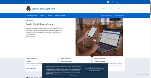 Security scan screenshot of https://www.comune.arsagoseprio.va.it