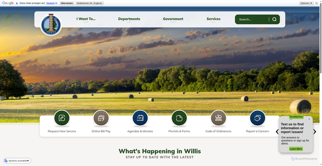 Security scan screenshot of http://www.ci.willis.tx.us