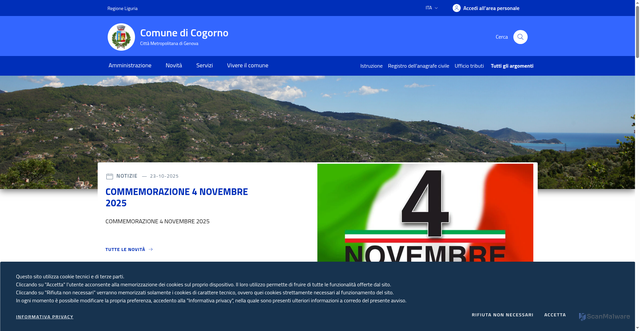 Security scan screenshot of https://www.comune.cogorno.ge.it/
