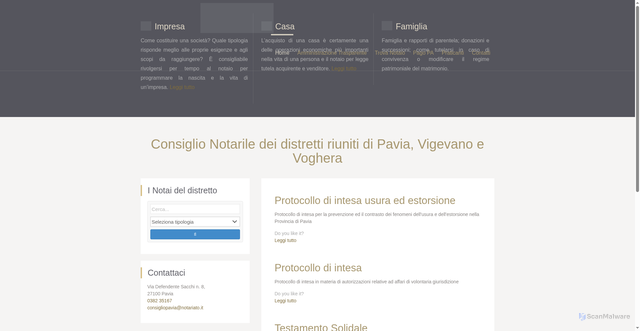 Security scan screenshot of https://www.consiglionotarilepavia.it/
