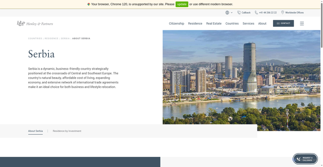 Security scan screenshot of https://www.henleyglobal.com/countries/serbia
