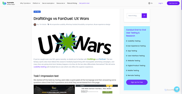 Security scan screenshot of https://trymata.com/blog/draftkings-vs-fanduel-ux-wars/