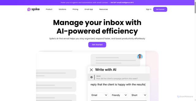 Security scan screenshot of https://api.us.spikenow.com