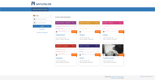 Security scan screenshot of http://lms.histoireonline.ch/index.php?language=galician