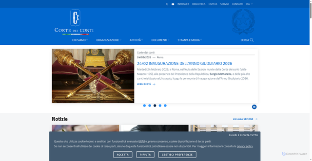 Security scan screenshot of https://www.corteconti.it