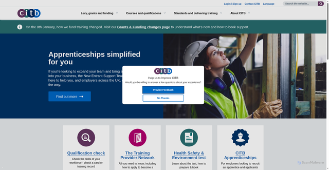 Security scan screenshot of https://www.citb.co.uk