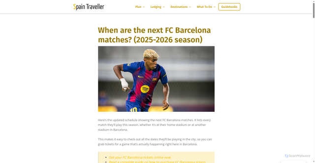 Security scan screenshot of https://www.spain-traveller.com/en/fc-barcelona-matches/