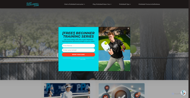 Security scan screenshot of https://www.playpickleball.com/