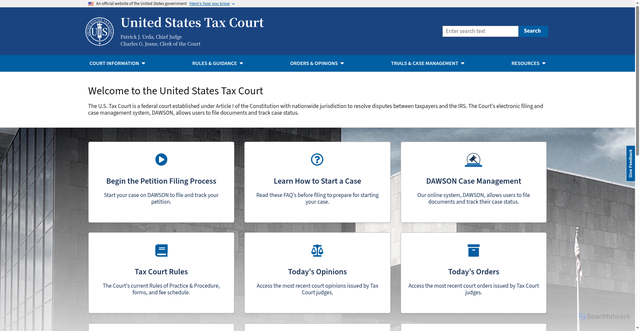 Security scan screenshot of https://www.ustaxcourt.gov/