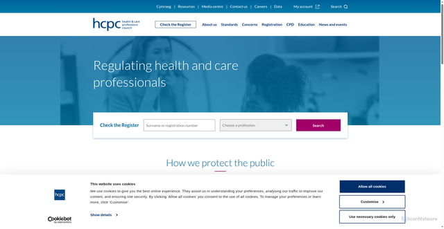 Security scan screenshot of https://www.hcpc-uk.org/