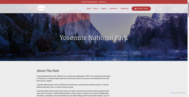 Security scan screenshot of https://www.yosemite-tours.com/yosemite-information/