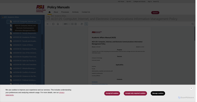 Security scan screenshot of https://narrowcasting.apps.asu.edu