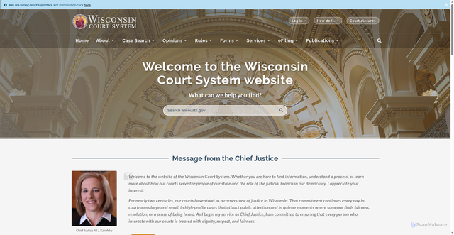 Security scan screenshot of https://www.wicourts.gov/
