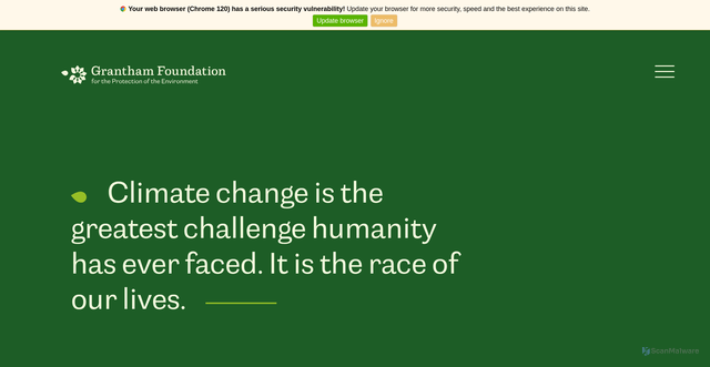 Security scan screenshot of https://www.granthamfoundation.org/