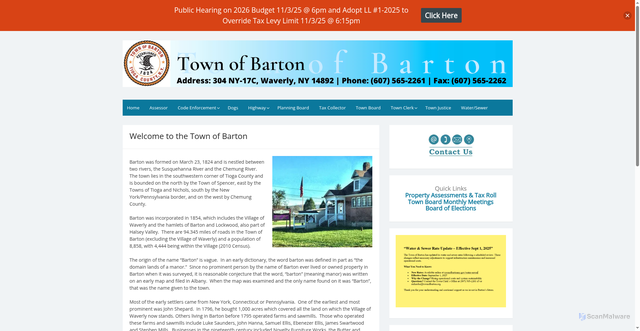 Security scan screenshot of https://townofbartonny.gov/