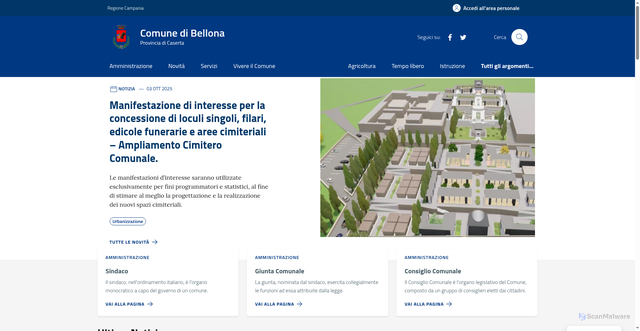 Security scan screenshot of https://www.comune.bellona.ce.it
