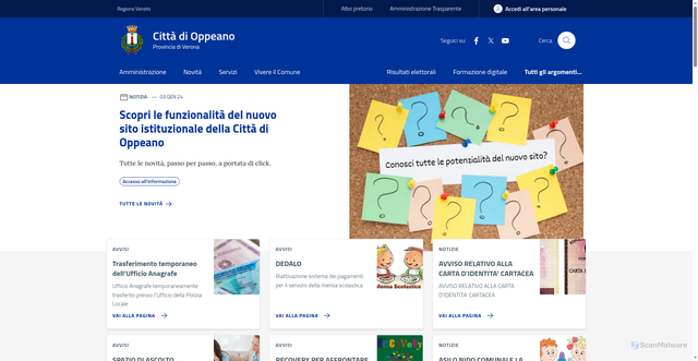 Security scan screenshot of https://www.comune.oppeano.vr.it/