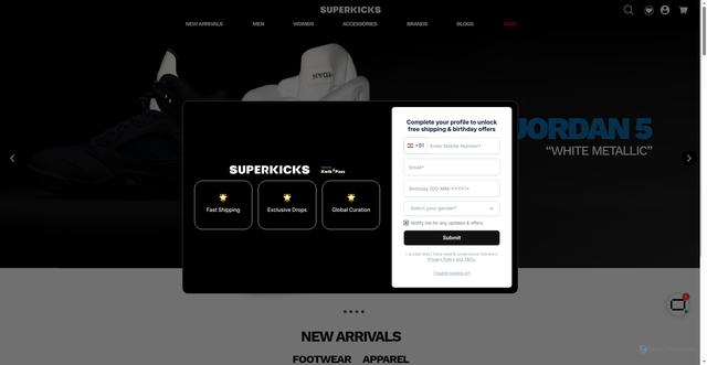 Security scan screenshot of https://www.superkicks.in/